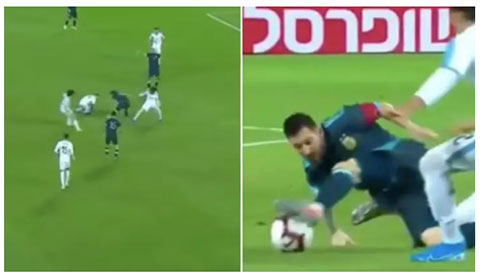 Messi đi bóng ngẫu hứng khiến các cầu thủ Uruguay không kịp trở tay