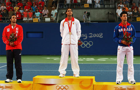 Tại Olympic 2008, Nadal có HC vàng và Djokovic xếp vị trí thứ 3