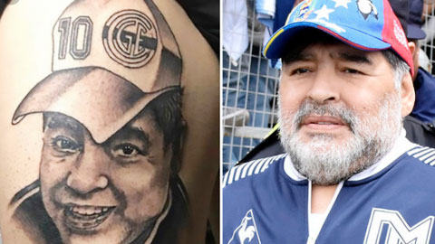 Ngôi sao Napoli khoe hình xăm Maradona ở Europa League