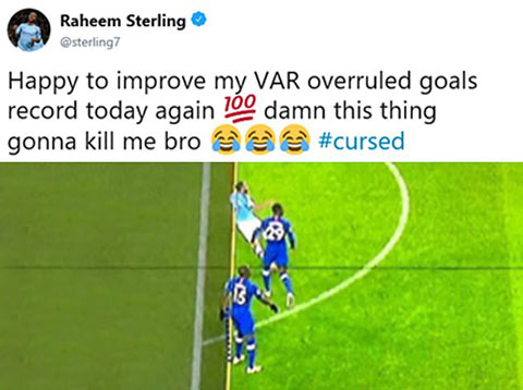 Sterling chia sẻ về bàn thắng không được công nhận trên twitter cá nhân