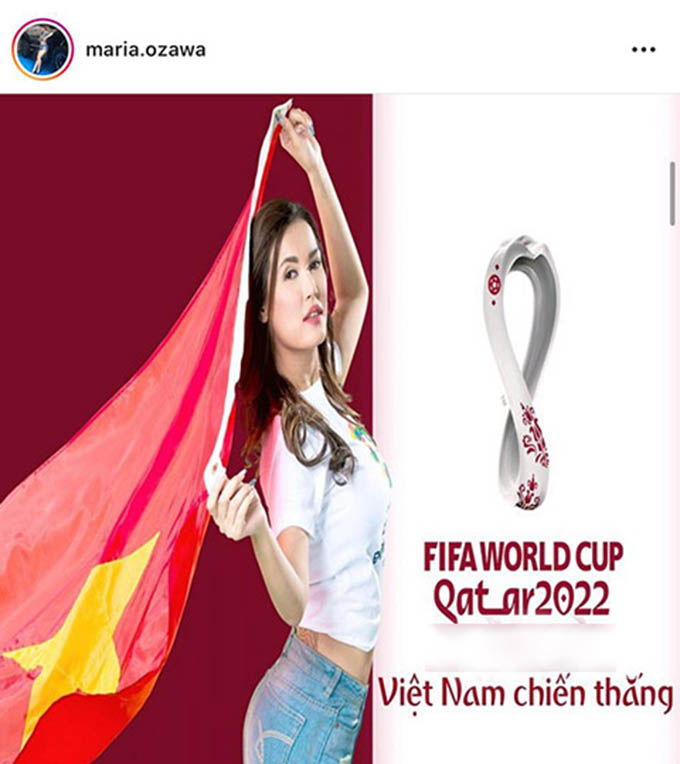 Maria Ozawa từng cổ vũ ĐT Việt Nam vì lý do liên quan đến quảng cáo cho một hãng cá cược