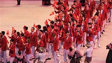 Hình ảnh đoàn TTVN diễu hành trong lễ khai mạc SEA Games 30