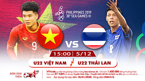 Xem trực tiếp U22 Việt Nam và U22 Thái Lan VTVcab