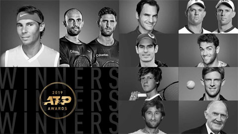 Nadal, Federer được vinh danh, Djokovic vắng bóng ở giải thưởng ATP cuối năm 2019
