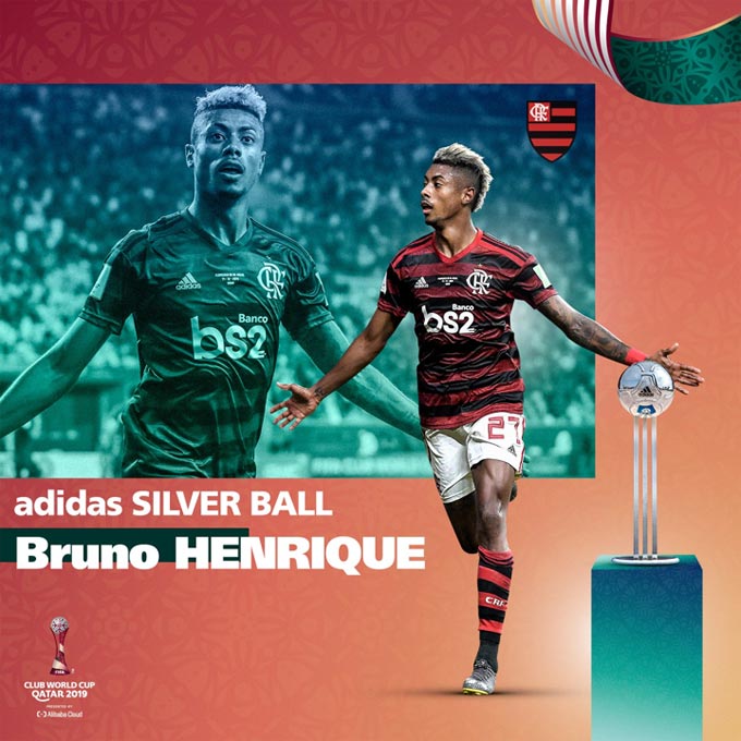 Bruno Henrique của Flamengo nhận danh hiệu Quả bóng Bạc