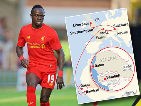 Từ quê nhà Bambali, Senegal, Mane đã trải qua quãng đường quanh co để đến Liverpool gặt hái thành công