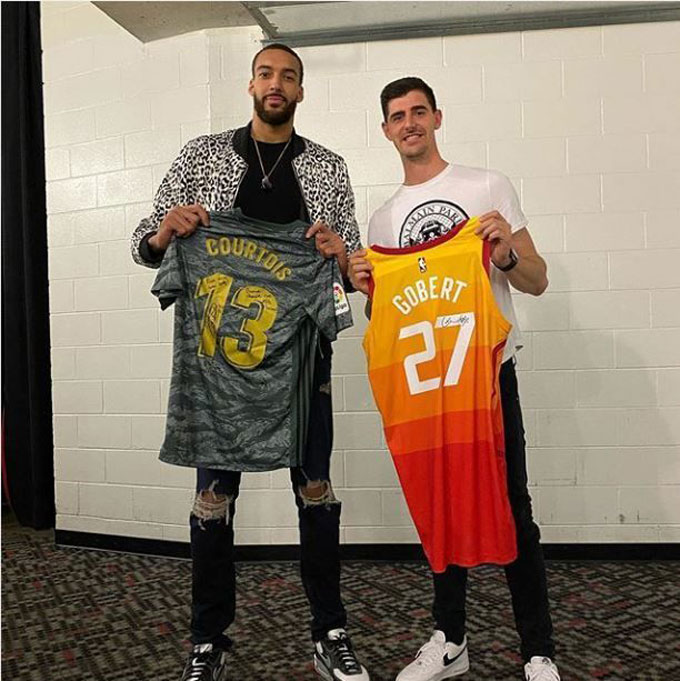 Courtois gặp gỡ ngôi sao bóng rổ Rudy Gobert