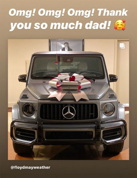 Con gái Mayweather khoe xe bố tặng trên trang Instagram