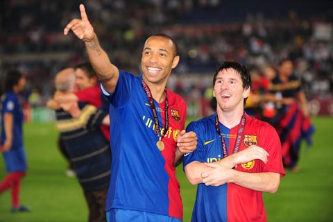 Henry từng có 3 mùa thành công trong màu áo Barca cùng Messi