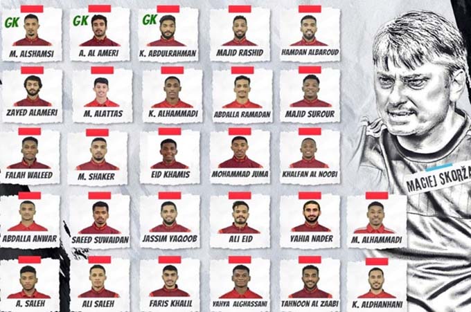 Danh sách 27 cầu thủ của U23 UAE 