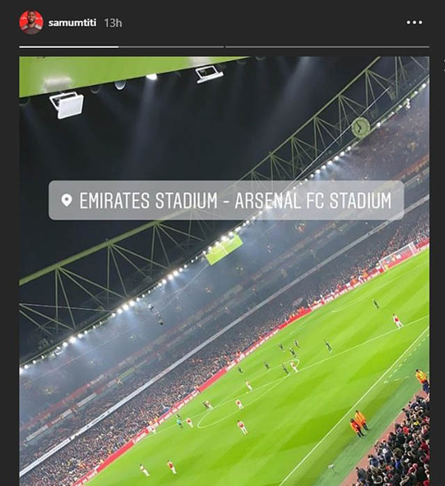 Umtiti đăng ảnh tới xem Arsenal đánh bại M.U