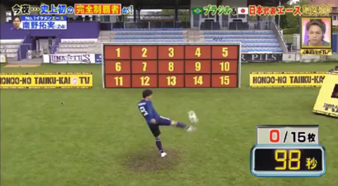 Minamino lập kỷ lục tại game show sút bóng tại Nhật
