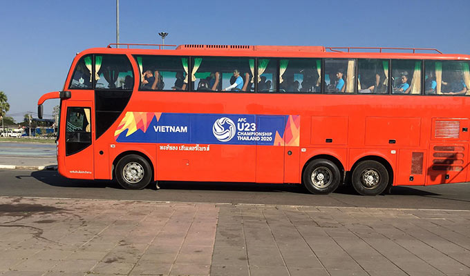 U23 Việt Nam đã có mặt ở sân để chuẩn bị cho trận đấu - Ảnh: Minh Tuấn 