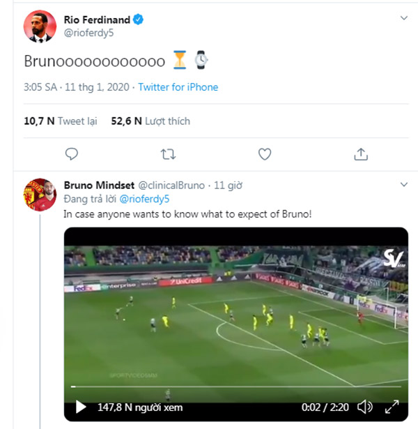 Thông tin từ trang Twitter cá nhân của Ferdinand
