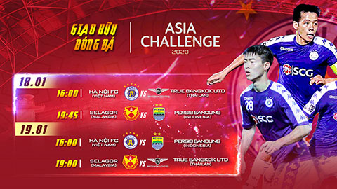 VTVcab trực tiếp 4 trận đấu tại giải giao hữu Asia Challenge