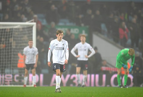 Đội U23 Liverpool từng thảm bại 0-5 trước Aston Villa cách đây 1 tháng