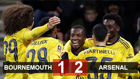 Kết quả Bournemouth 1-2 Arsenal: Hạ Bournemouth, Arsenal tránh được Chelsea, M.U, Man City ở vòng 5 cúp FA