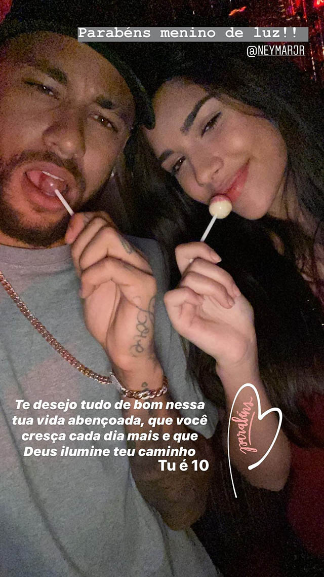 Luisa Faccioli đăng ảnh cô và Neymar cùng ăn kẹo mút đi kèm với lời chúc sinh nhật