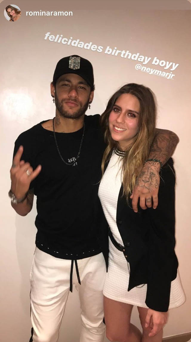 Cô gái có tên Romina Roman chia sẻ tấm hình chụp với Neymar sau khi đôi bên cùng tham gia 1 bữa tiệc