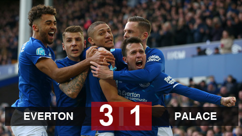 Kết quả Everton 3-1 Crystal Palace: 3 điểm giúp Everton tạm vượt mặt M.U