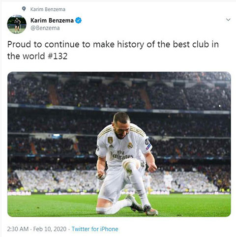 Benzema chia sẻ niềm vui với NHM