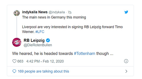Bình luận thể hiện sự hài hước của RB Leipzig