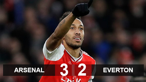 Aubameyang lập cú đúp, Arsenal đánh bại Everton sau màn rượt đuổi tỷ số nghẹt thở