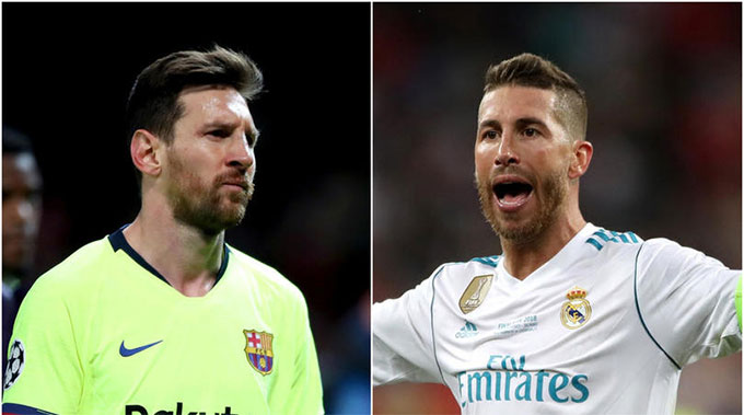 Messi (trái) đã ghi 26 bàn trong 40 trận El Clasico