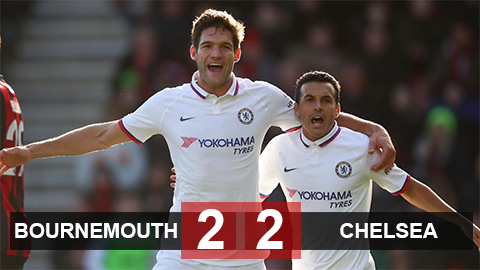Kết quả Bournemouth 2-2 Chelsea: The Blues hòa hú vía