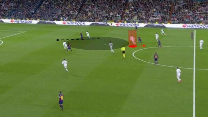 Ramos bị kéo theo Messi và khoảng trống mở ra cho Vidal