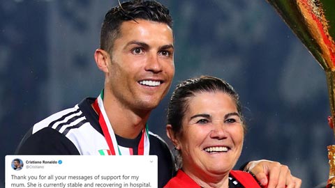Mẹ ruột qua cơn nguy kịch, Ronaldo tri ân các fan