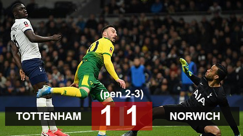 Tottenham 1-1 (pen 2-3) Norwich: Thua trận thứ 4 liên tiếp, Tottenham dừng bước ở vòng 5 cúp FA Tottenham 1-1 (pen 2-3) Norwich: Thua trận thứ 4 liên tiếp, Tottenham dừng bước ở vòng 5 cúp FA