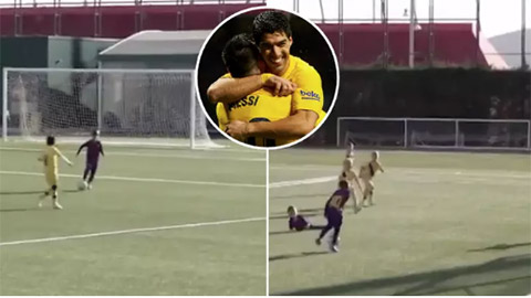 Cặp Suarez và Messi con cùng tỏa sáng giúp đội U8 Barca đại thắng