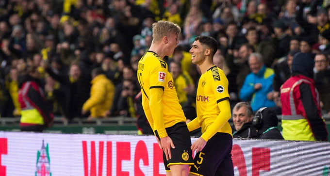 Hakimi và Haaland trong màu áo Dortmund