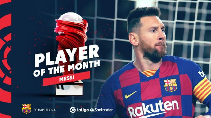 Messi được bình chọn là Cầu thủ xuất sắc nhất tháng 2 của La Liga