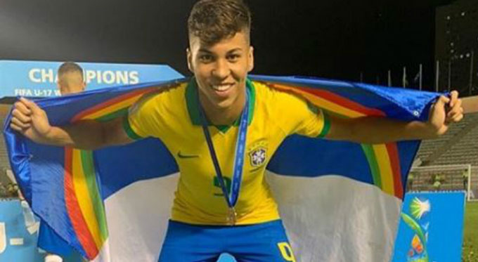 Kaio Jorge từng cùng U17 Brazil vô địch U17 Thế giới 2019