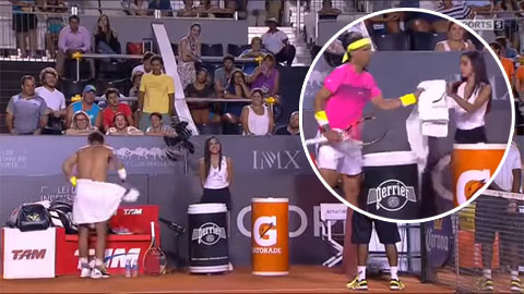 Nadal thay quần giữa sân, mỹ nhân Brazil đỏ mặt