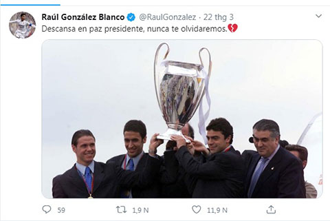 Raul tri ân cố chủ tịch Lorenzo Sanz
