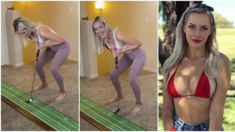 Paige Spiranac: Kiều nữ sân golf kẹp gậy vào khe ngực 'khủng' để đánh bóng