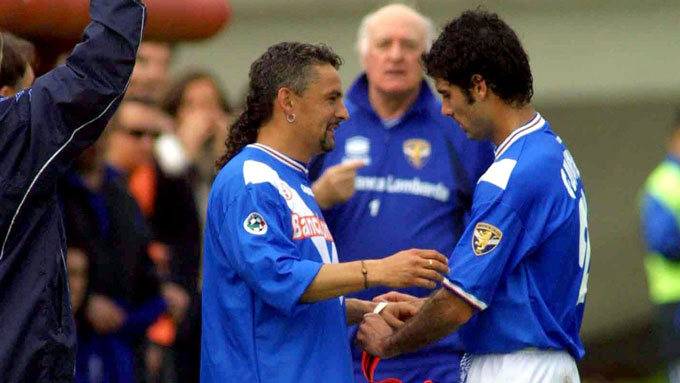 Pep Guardiola và Roberto Baggio: Cùng thi đấu cho Brescia từ 2001 tới 2003