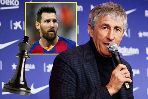 HLV Setien vẫn luôn coi Messi (ảnh nhỏ) là quân cờ quan trọng của Barca