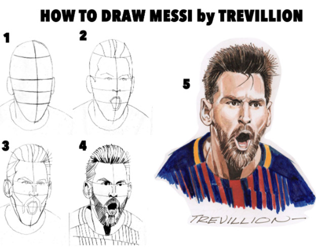 Mẹo Vẽ Messi Giống Như Thật Từ Họa Sỹ Truyện Tranh Paul Trevillion | S  Sports