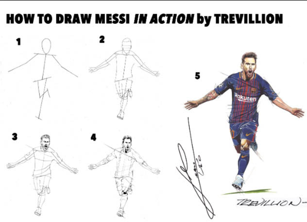 Mẹo Vẽ Messi Giống Như Thật Từ Họa Sỹ Truyện Tranh Paul Trevillion