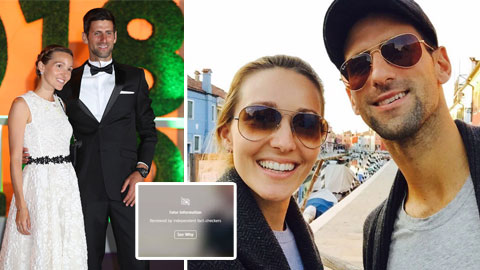 Vợ Djokovic dính líu vụ tin giả trên mạng xã hội