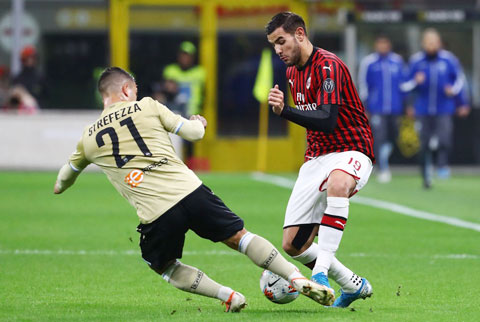 Tân binh Theo Hernandez (phải) chơi rất ấn tượng khi đã có 6 bàn cho Milan ở mùa này