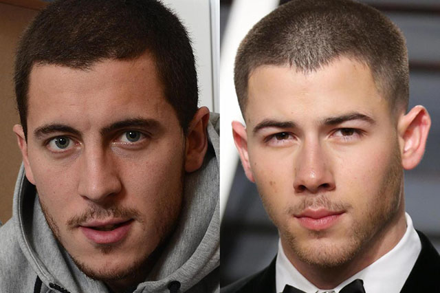 Gương mặt của Eden Hazard (Real Madrid) và diễn viên trẻ đang lên của Hollywood là Nick Jonas có nhiều nét tương đồng