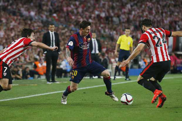 Messi với bàn thắng đẹp vào lưới Bilbao năm 2015
