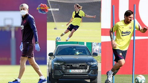 Messi - Suarez - Griezmann hăng say tập luyện, HLV Setien đeo khẩu trang chỉ đạo