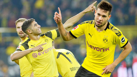 Bộ đôi Guerreiro (phải)-Hakimi liên tiếp lập công cho Dortmund trong thời gian gần đây