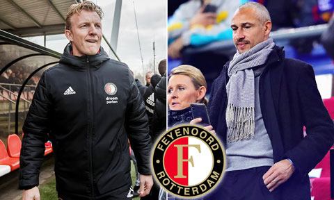 Dirk Kuyt (trái) đã đồng ý sẽ làm HLV trưởng của Feyenoord và chọn Henrik Larsson làm trợ lý